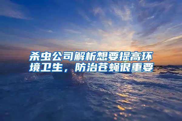 殺蟲公司解析想要提高環境衛生，防治蒼蠅很重要
