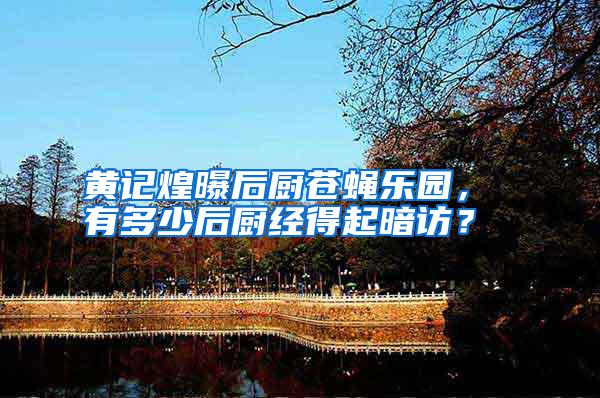 黃記煌曝后廚蒼蠅樂園, 有多少后廚經得起暗訪?
