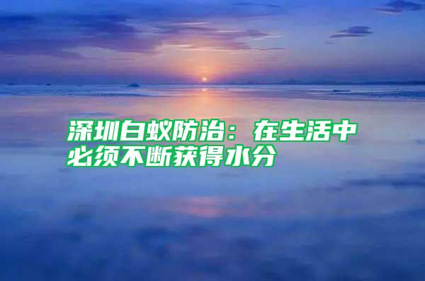 深圳白蟻防治:在生活中必須不斷獲得水分